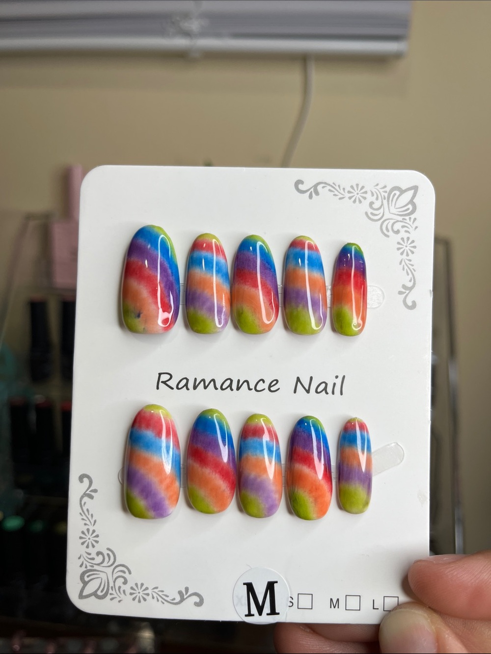 Press-On Nails Rainbow Tie-Dye Pride Medium Ovals